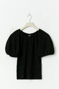 Textured puff sleeve top - Noir