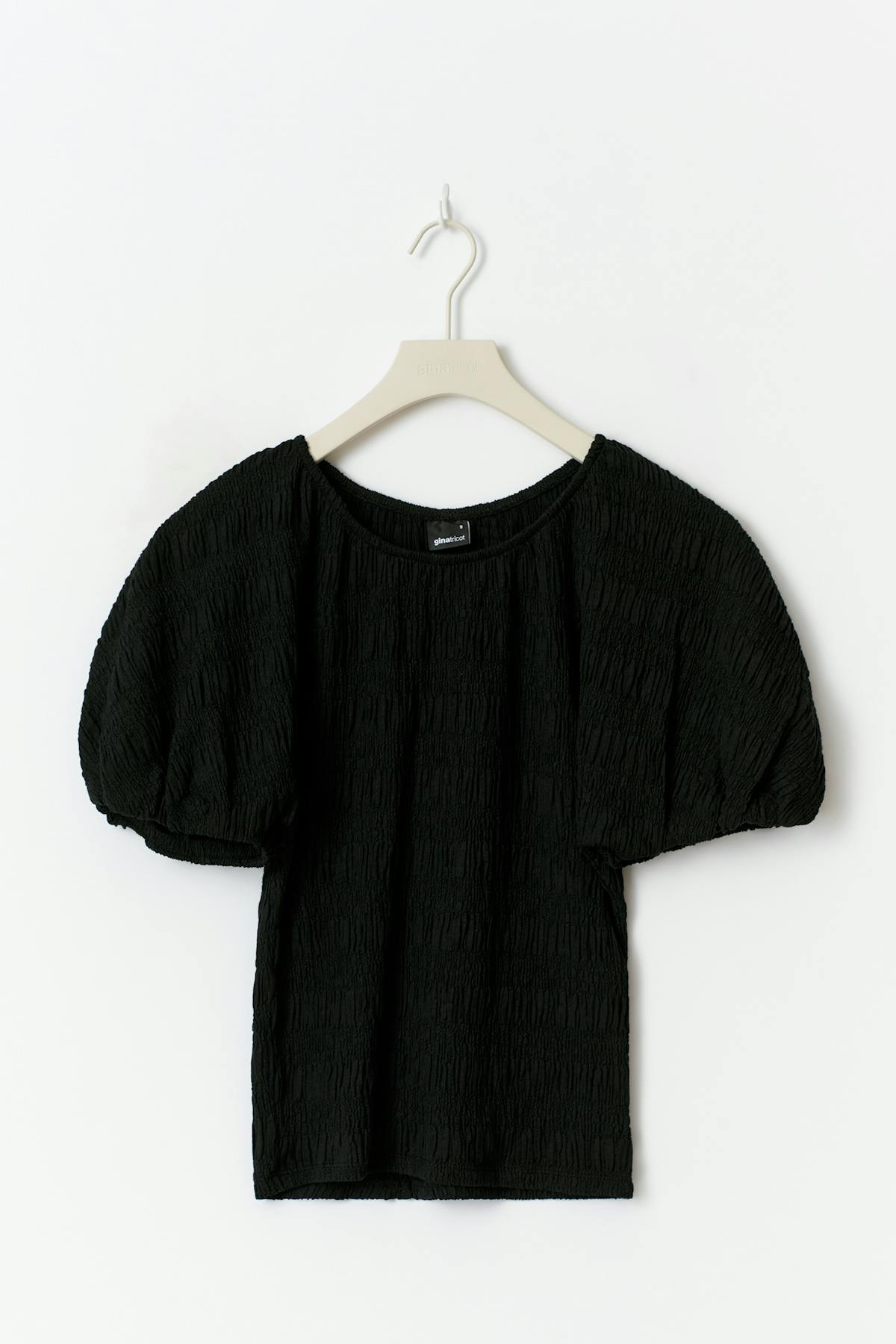 Textured puff sleeve top - Noir