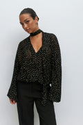 Scarf blouse - Black/white dot