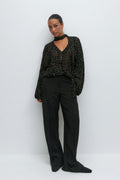 Scarf blouse - Black/white dot
