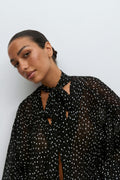 Scarf blouse - Black/white dot