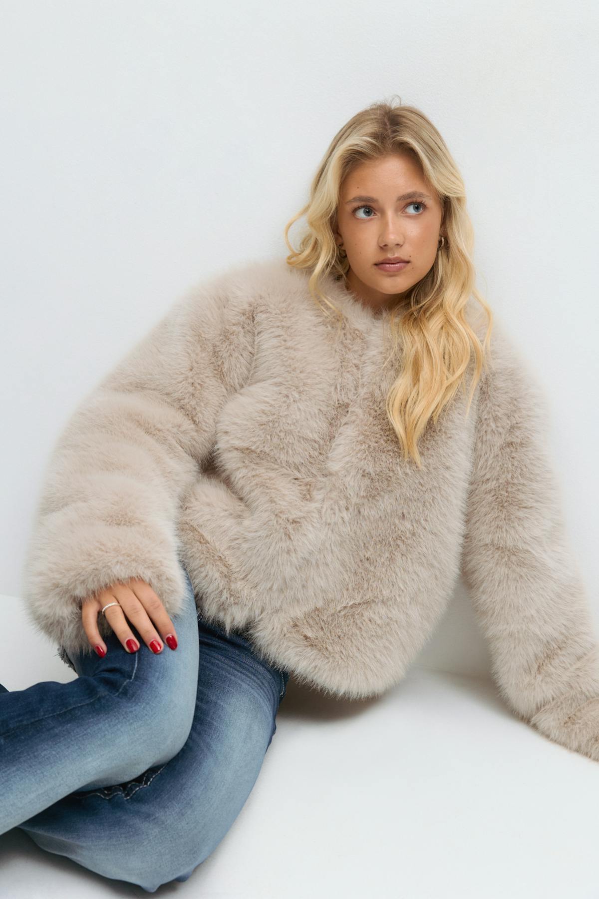 14+ faux fur jacket - Beige