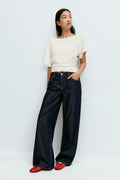 Sloped shoulder top - Grape leaf