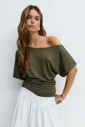 Sloped shoulder top - Noir