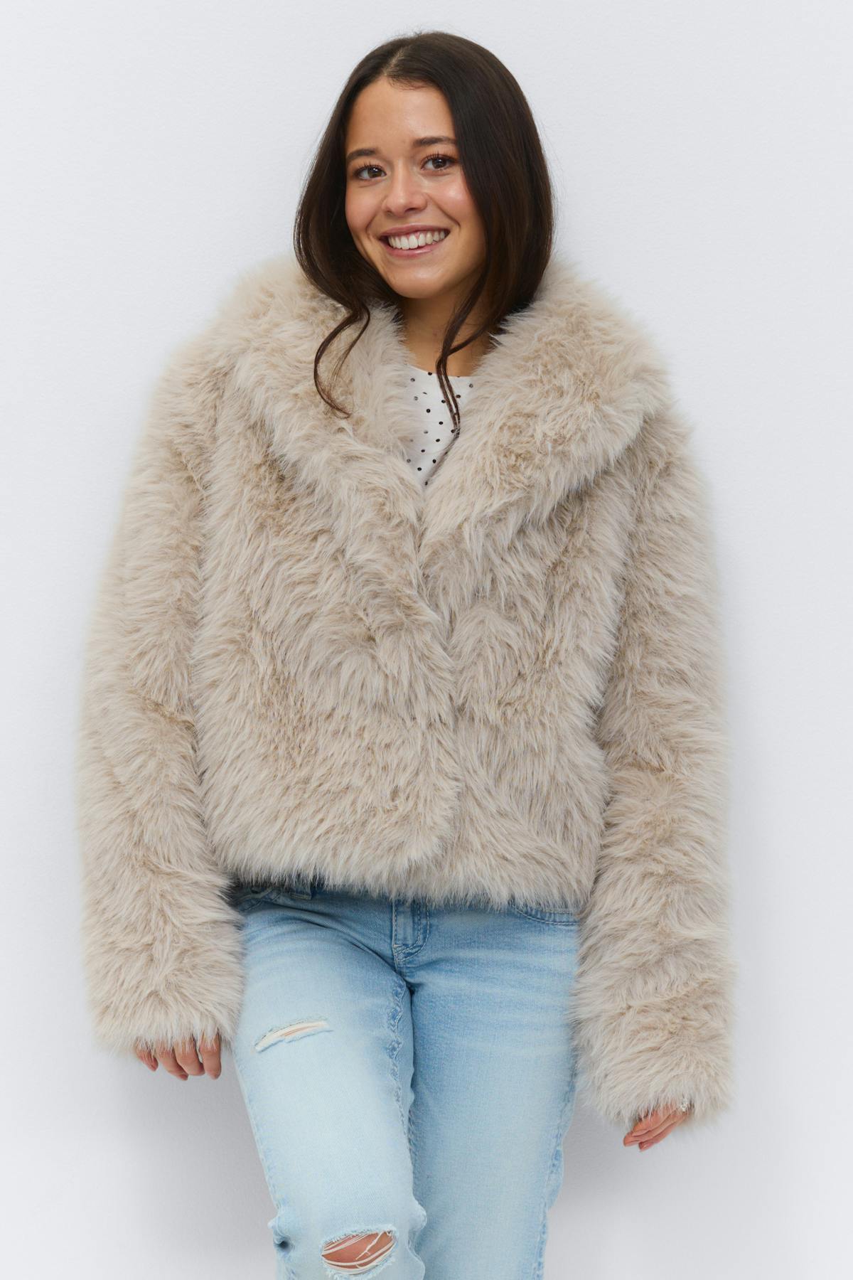 14+ faux fur jacket - Beige