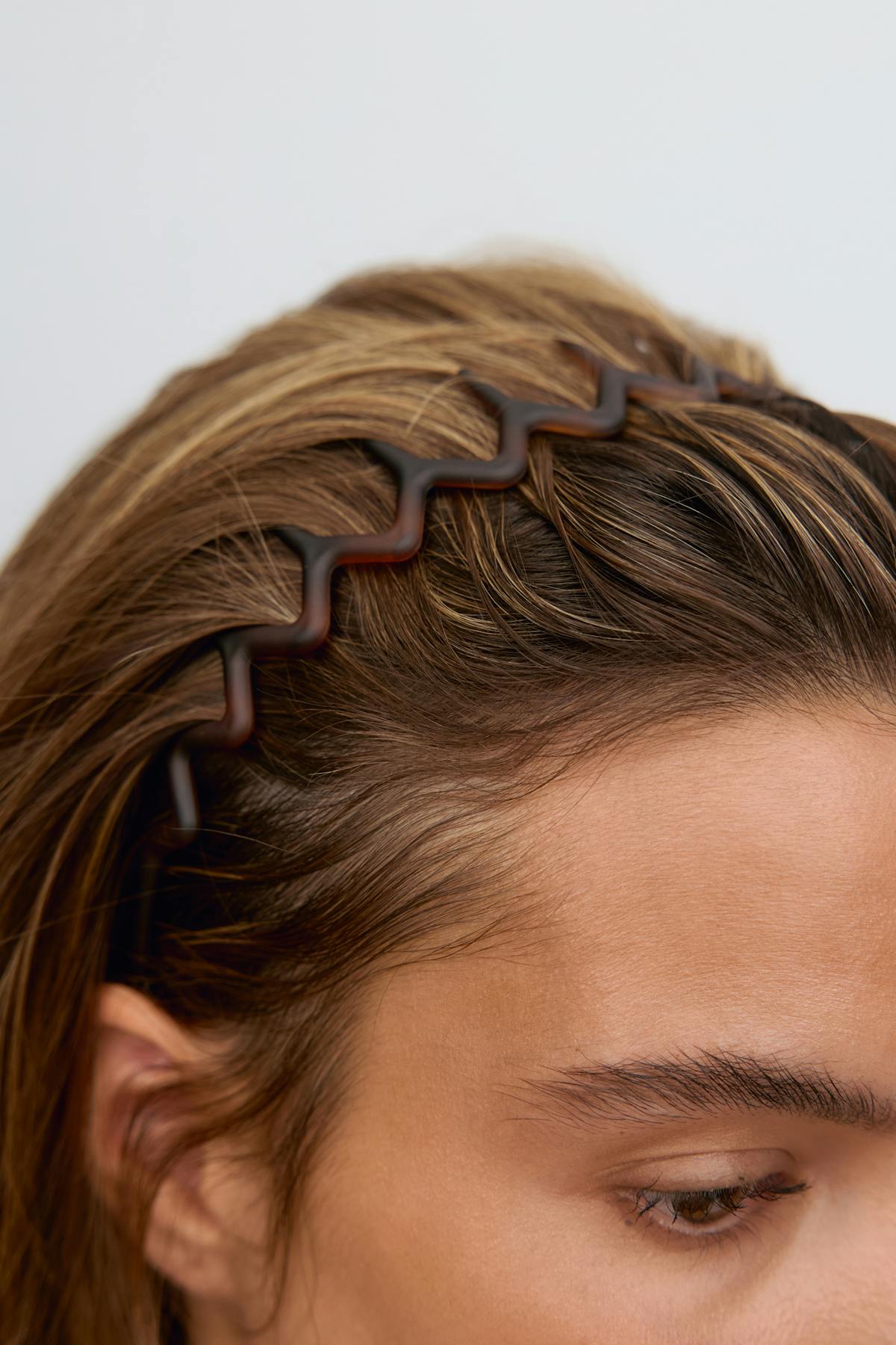 3-pack zig zag headband - Brown/turtoise