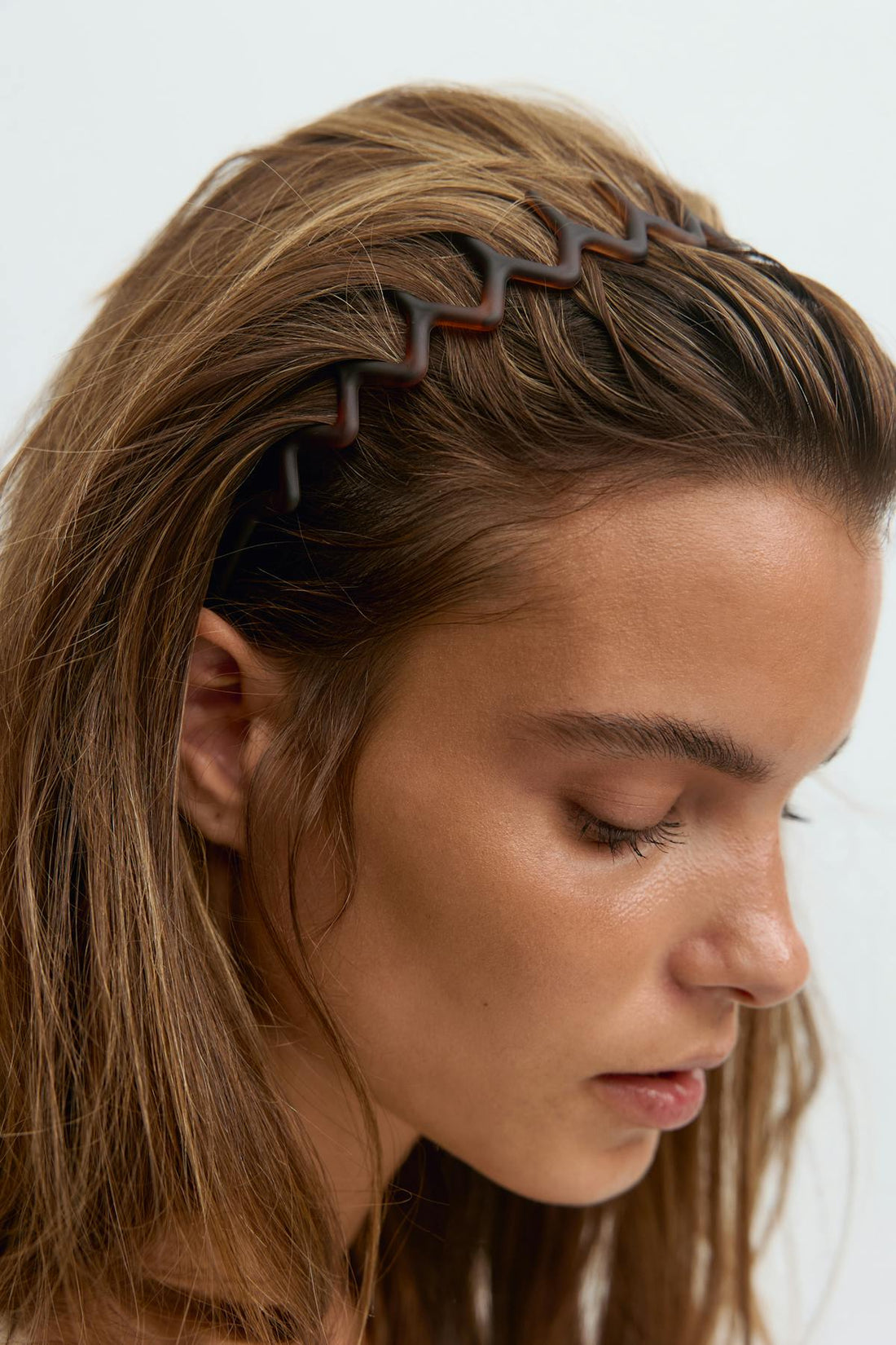 3-pack zig zag headband - Brown/turtoise