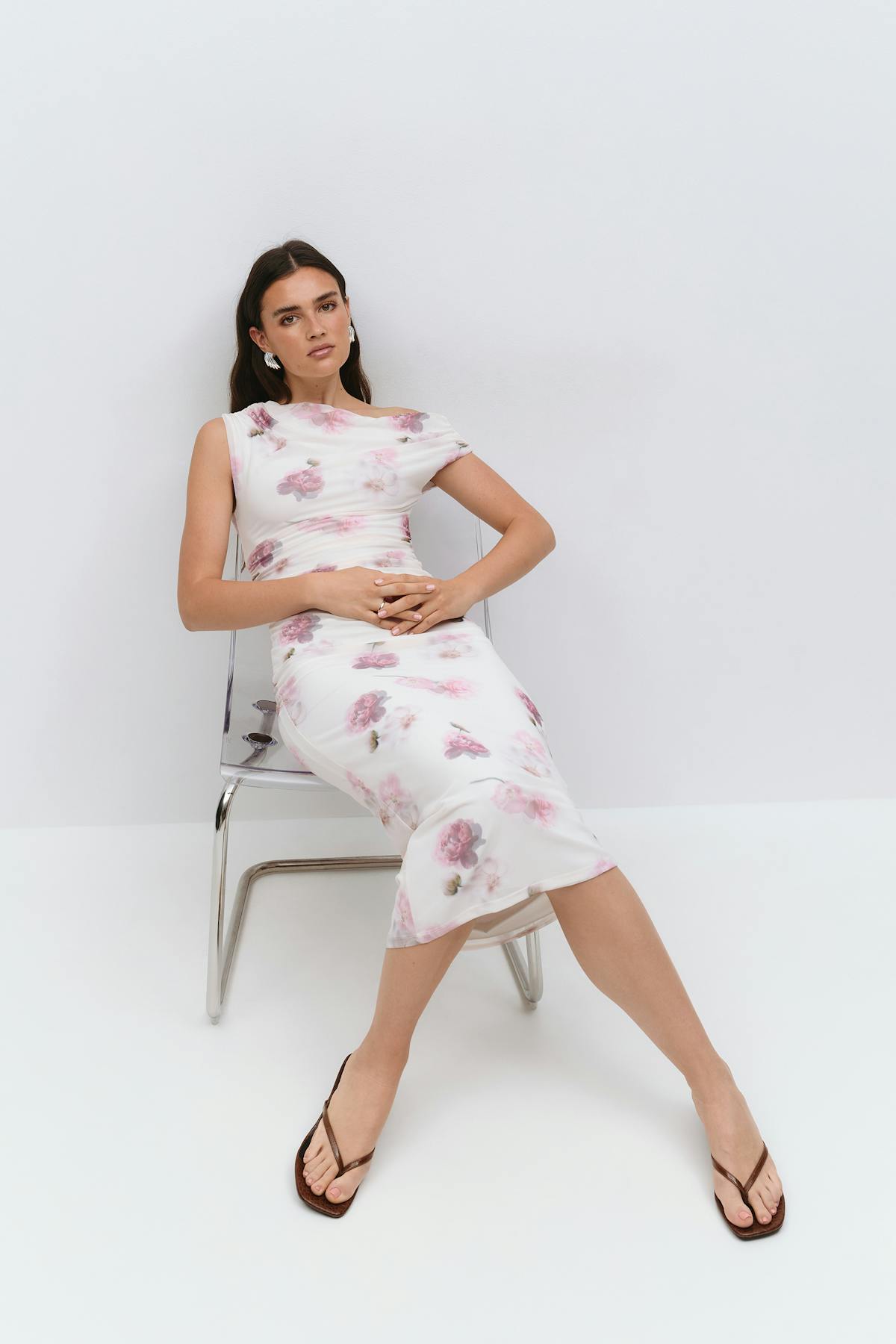 Asymmetric midi dress - Flower