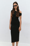 Asymmetric midi dress - Noir