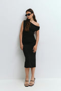 Asymmetric midi dress - Noir