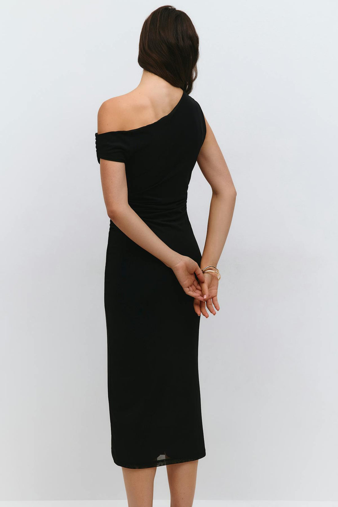 Asymmetric midi dress - Noir