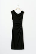 Asymmetric midi dress - Noir