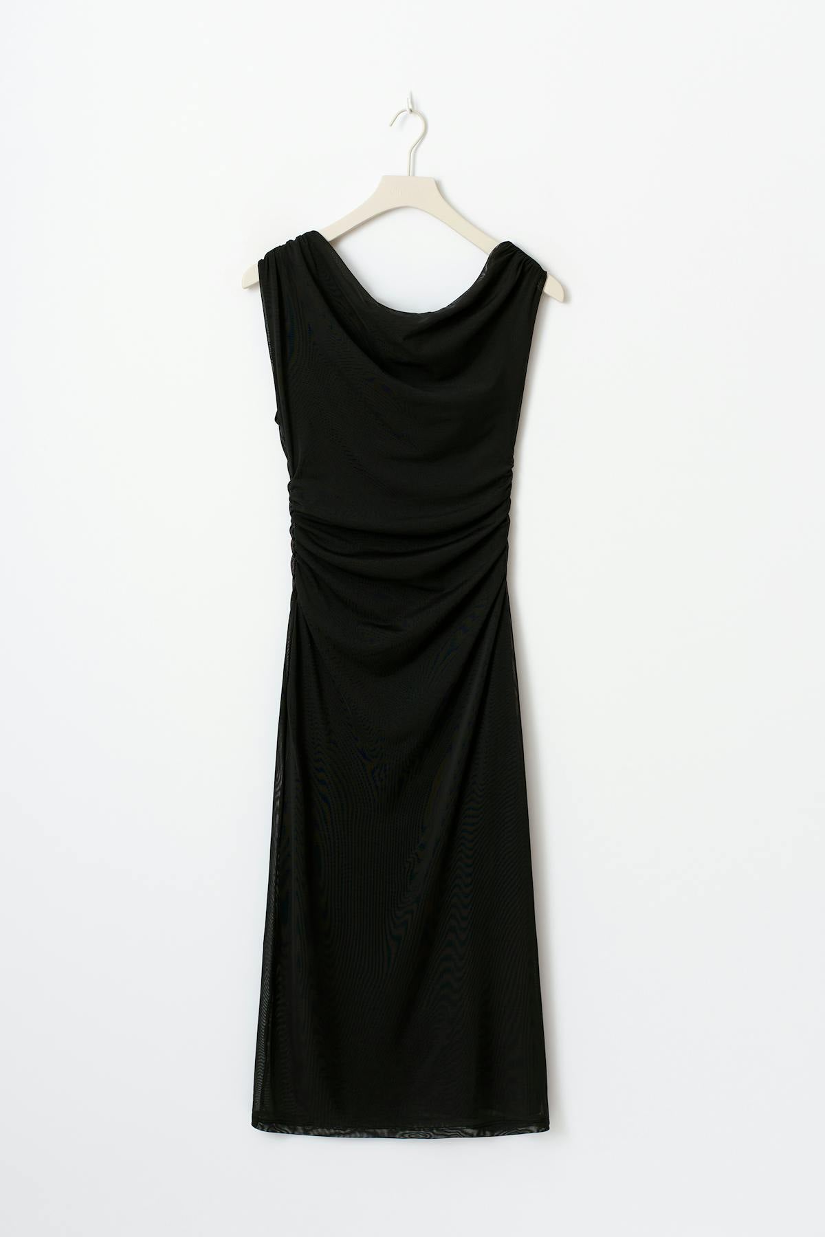 Asymmetric midi dress - Noir