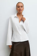 Shaped tie blouse - Grey/stripe