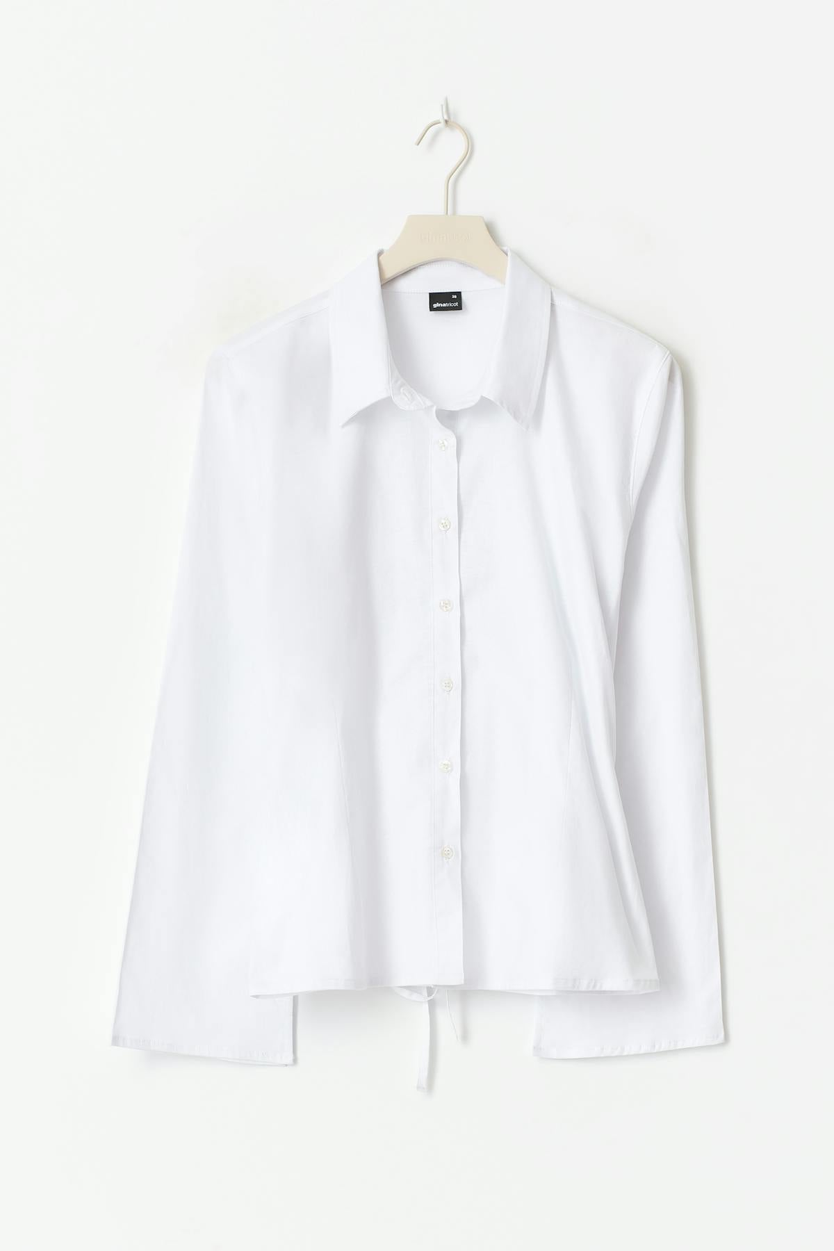 Shaped tie blouse - Blanc