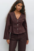 Coated denim jacket - Bordeaux
