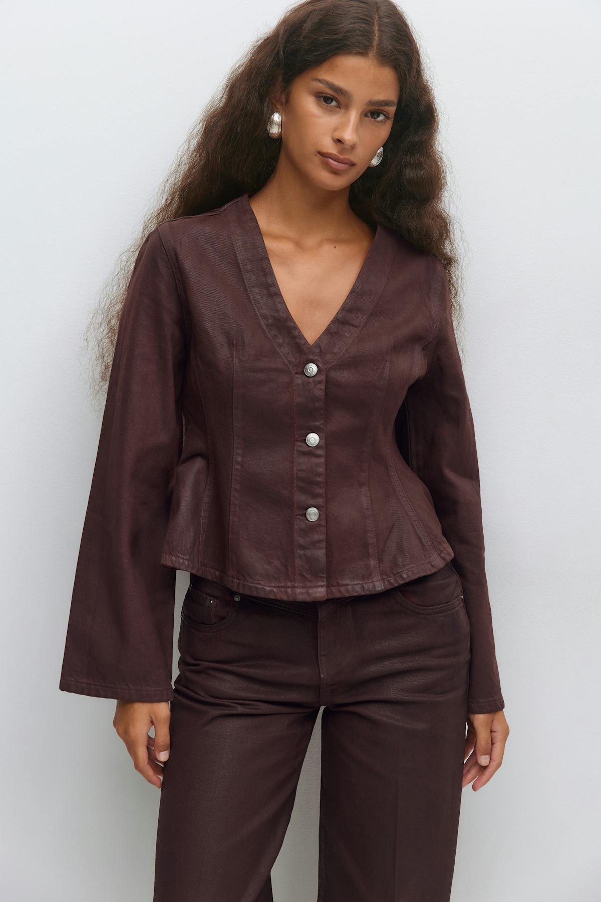 Coated denim jacket - Bordeaux