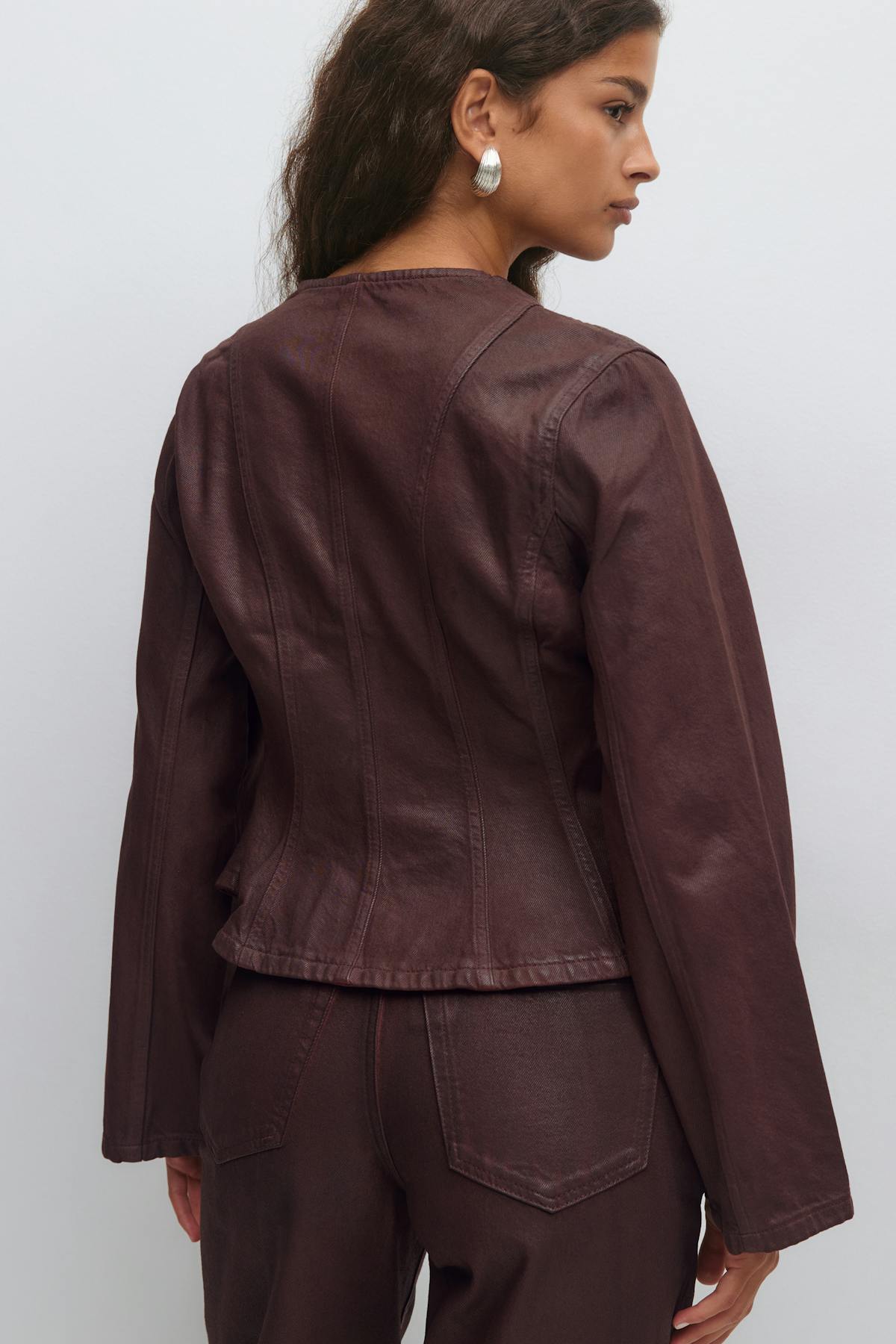 Coated denim jacket - Bordeaux