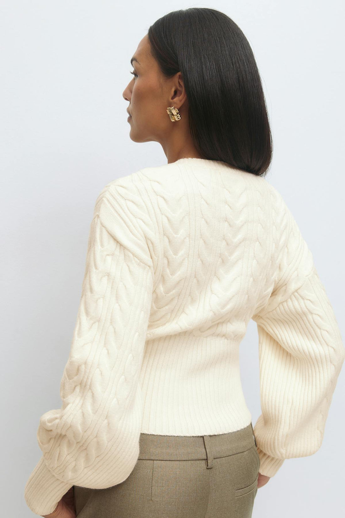 Knitted cable cardigan - Gardenia