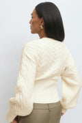 Knitted cable cardigan - Gardenia