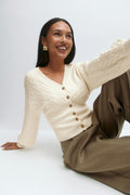Knitted cable cardigan - Gardenia