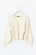 Knitted cable cardigan - Gardenia