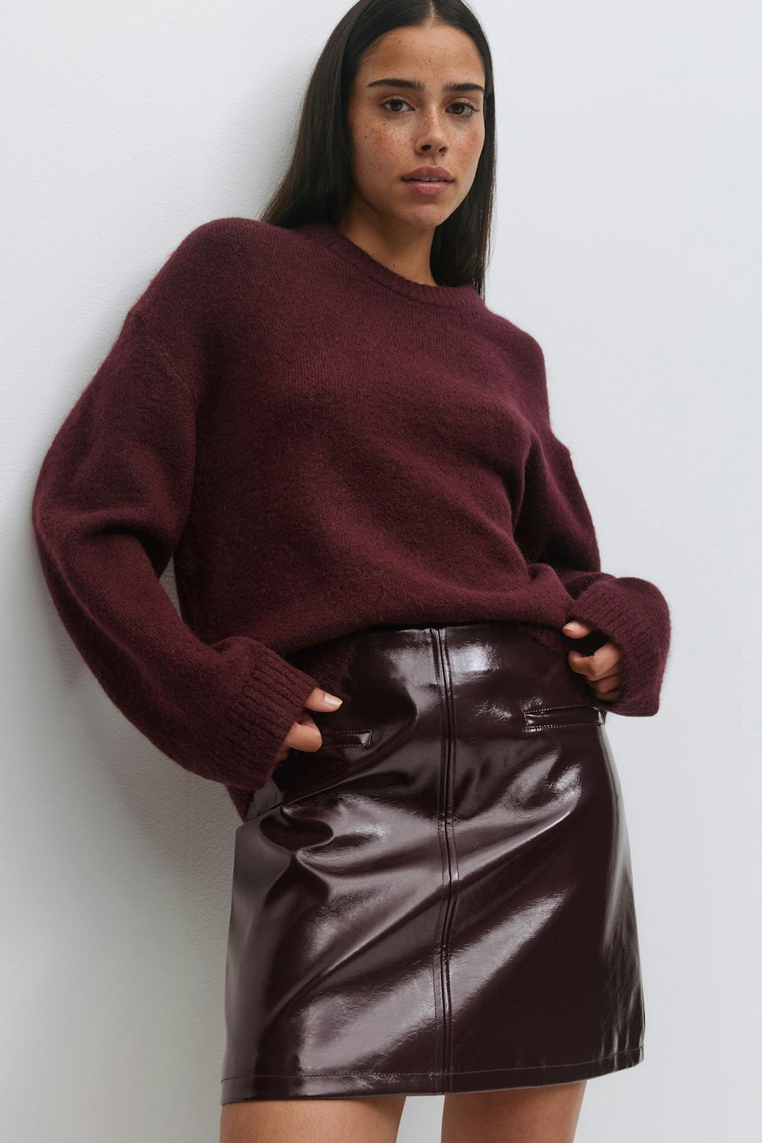Patent skirt - Bordeaux