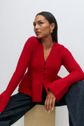 Knitted peplum cardigan - Mid grey mel