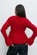 Knitted peplum cardigan - Mid grey mel