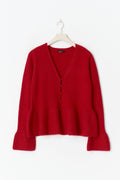 Knitted peplum cardigan - Mid grey mel