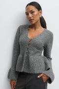 Knitted peplum cardigan - Noir