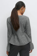 Knitted peplum cardigan - Noir