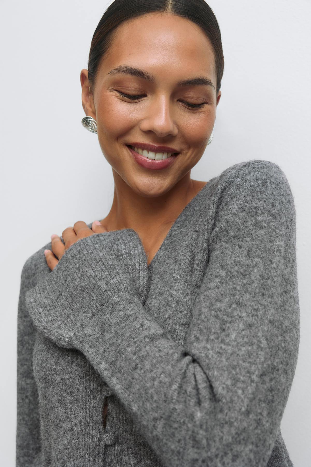 Knitted peplum cardigan - Noir