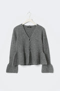 Knitted peplum cardigan - Mid grey mel
