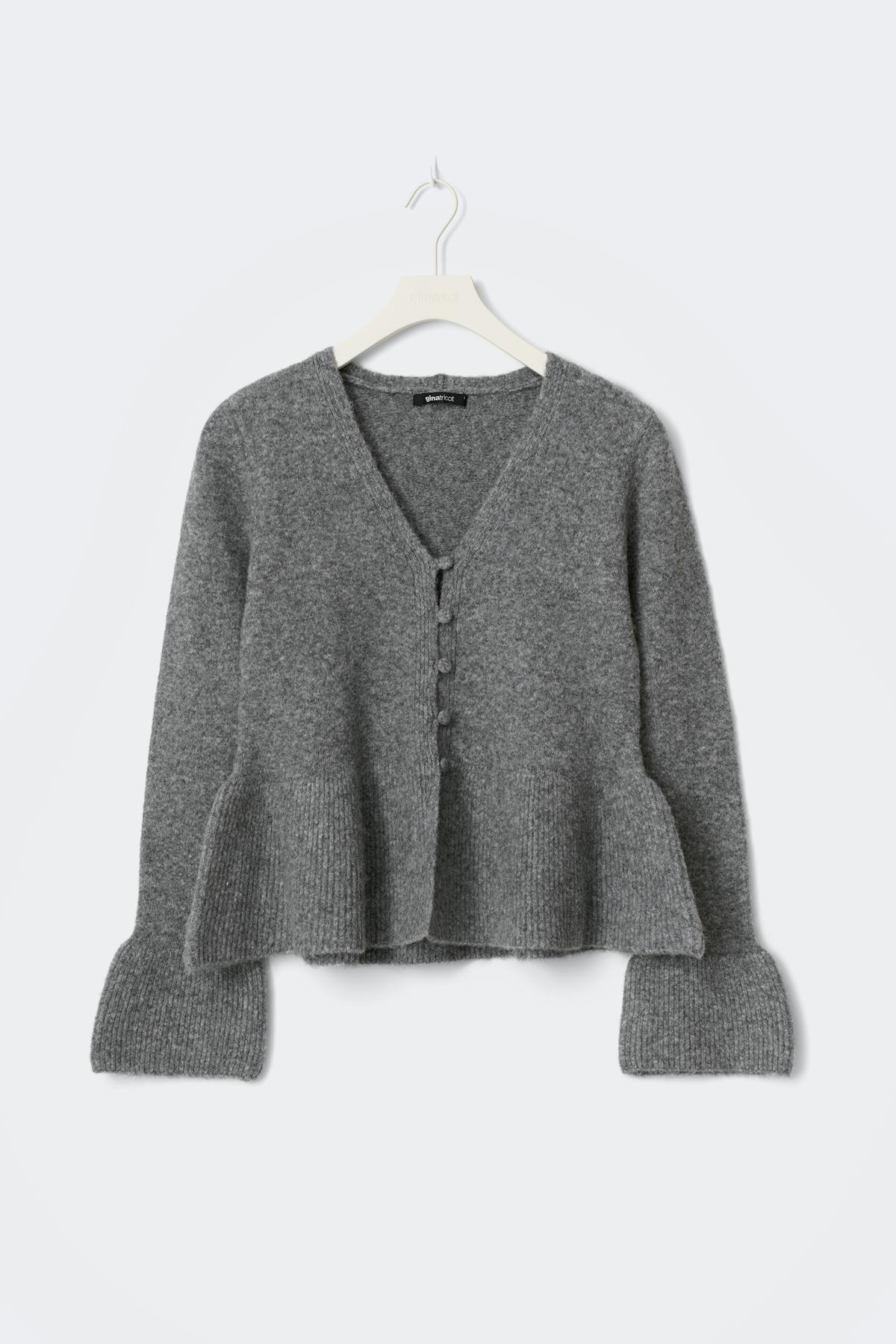 Knitted peplum cardigan - Mid grey mel