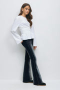 Low waist rhinestone jeans - Blue/black