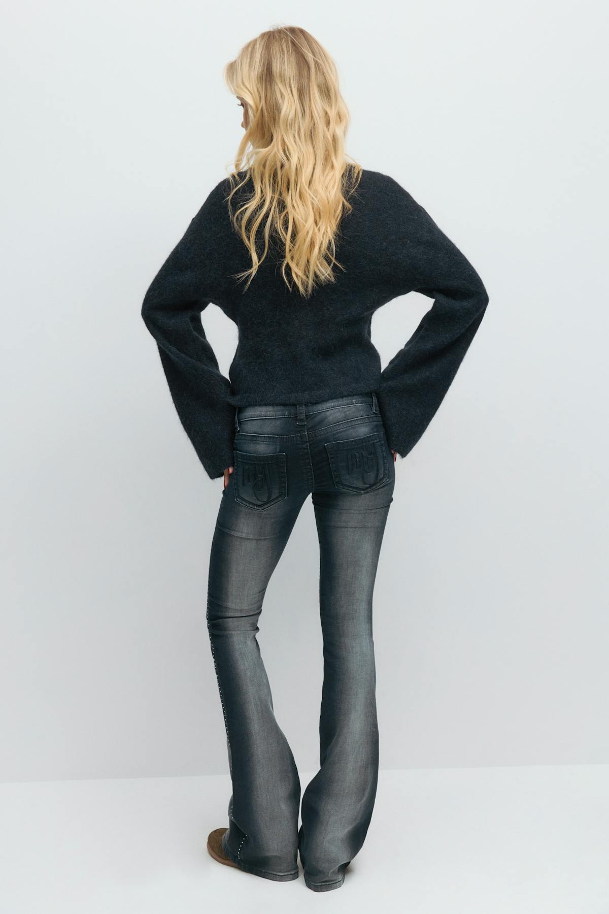 14+ ultra low rhinestone jeans - Blue/black
