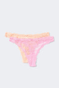 2-pack flirty lace thong - Peachy pink