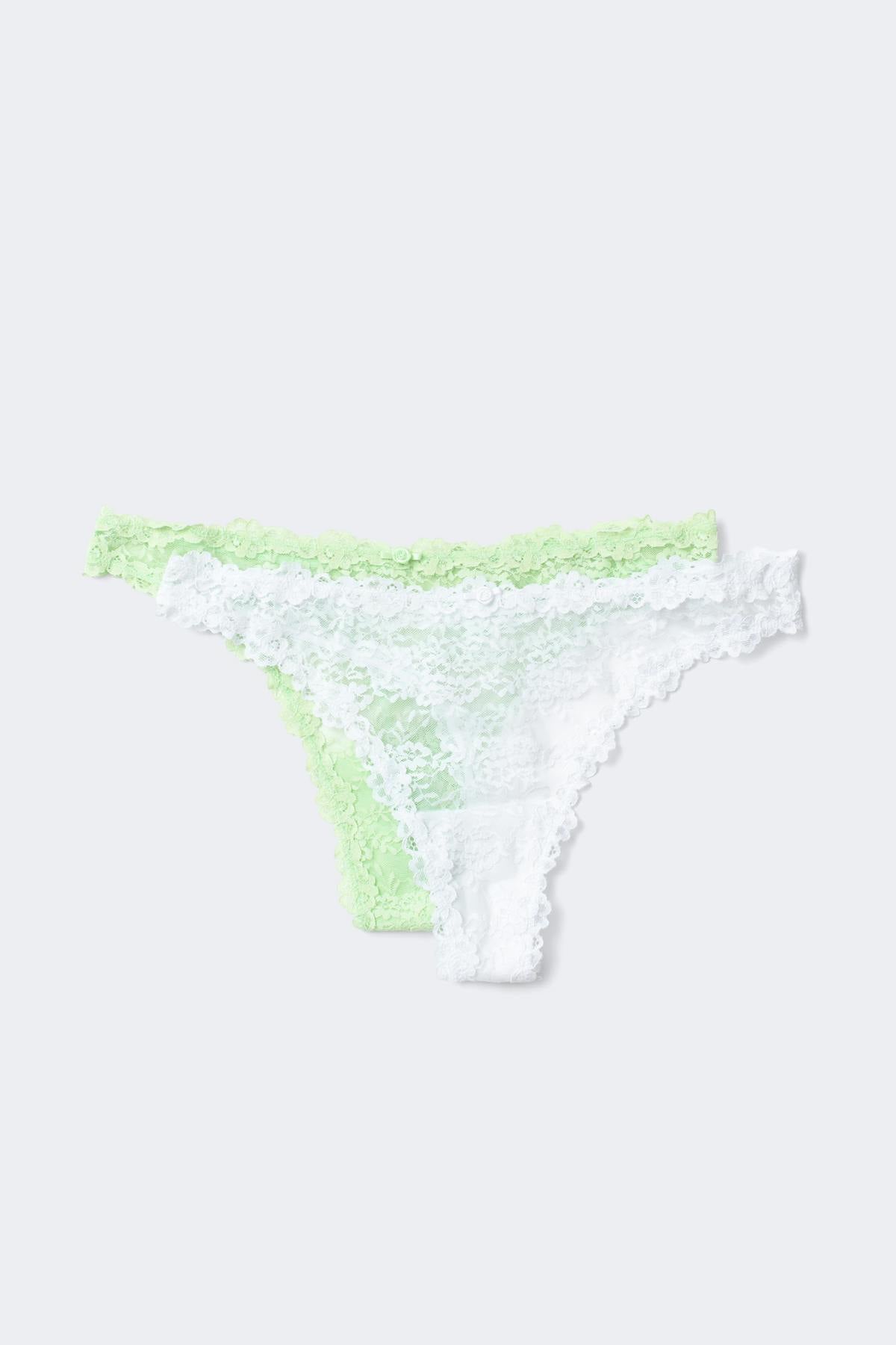 2-pack flirty lace thong - Spring garden
