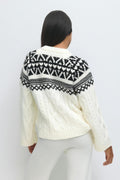 jacquard knitted sweater - Crème