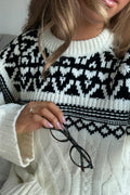 jacquard knitted sweater - Crème