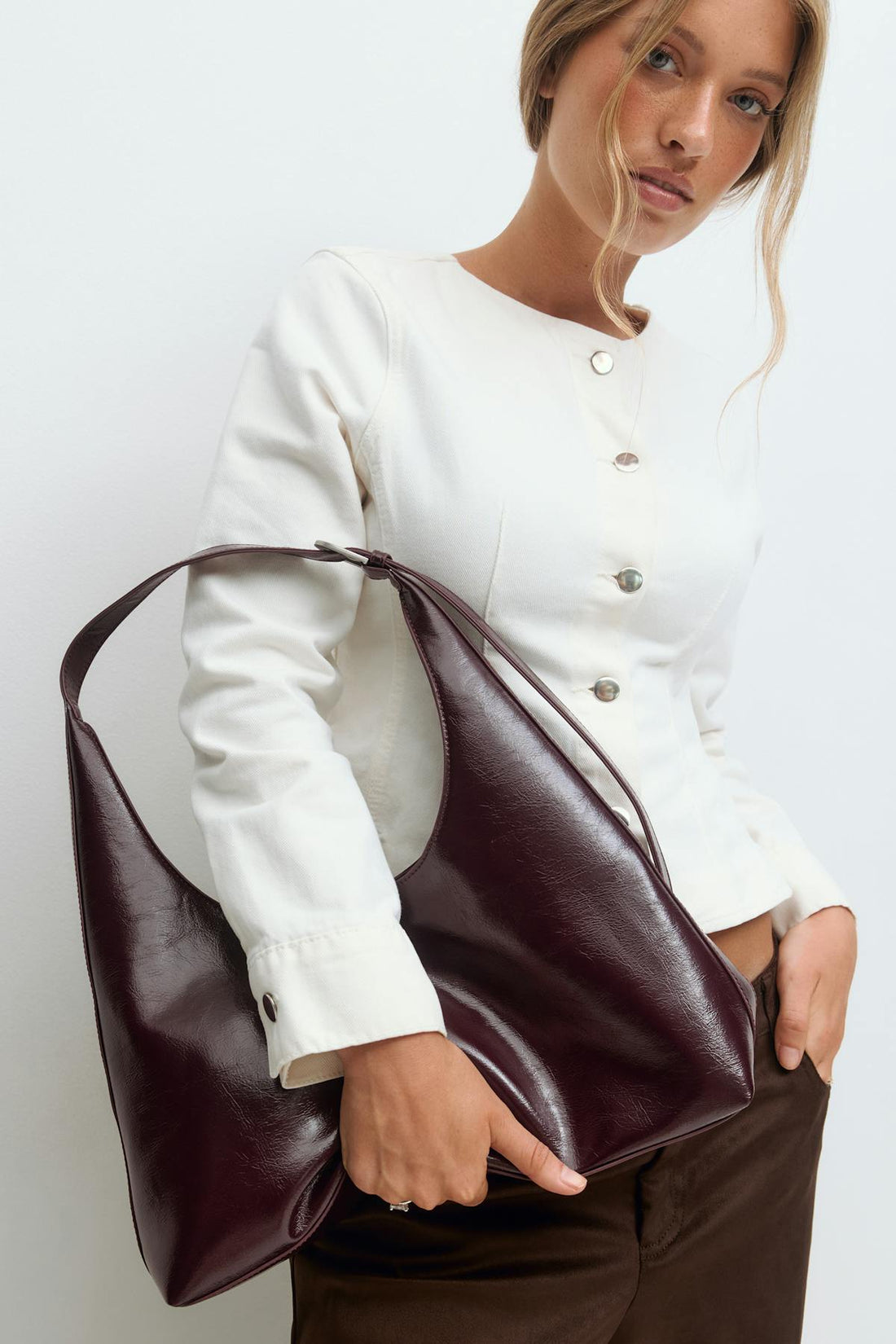 Wide shoulder bag - Bordeaux