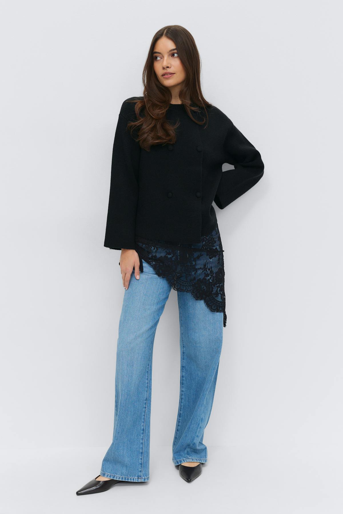 Knitted button cardigan - Noir