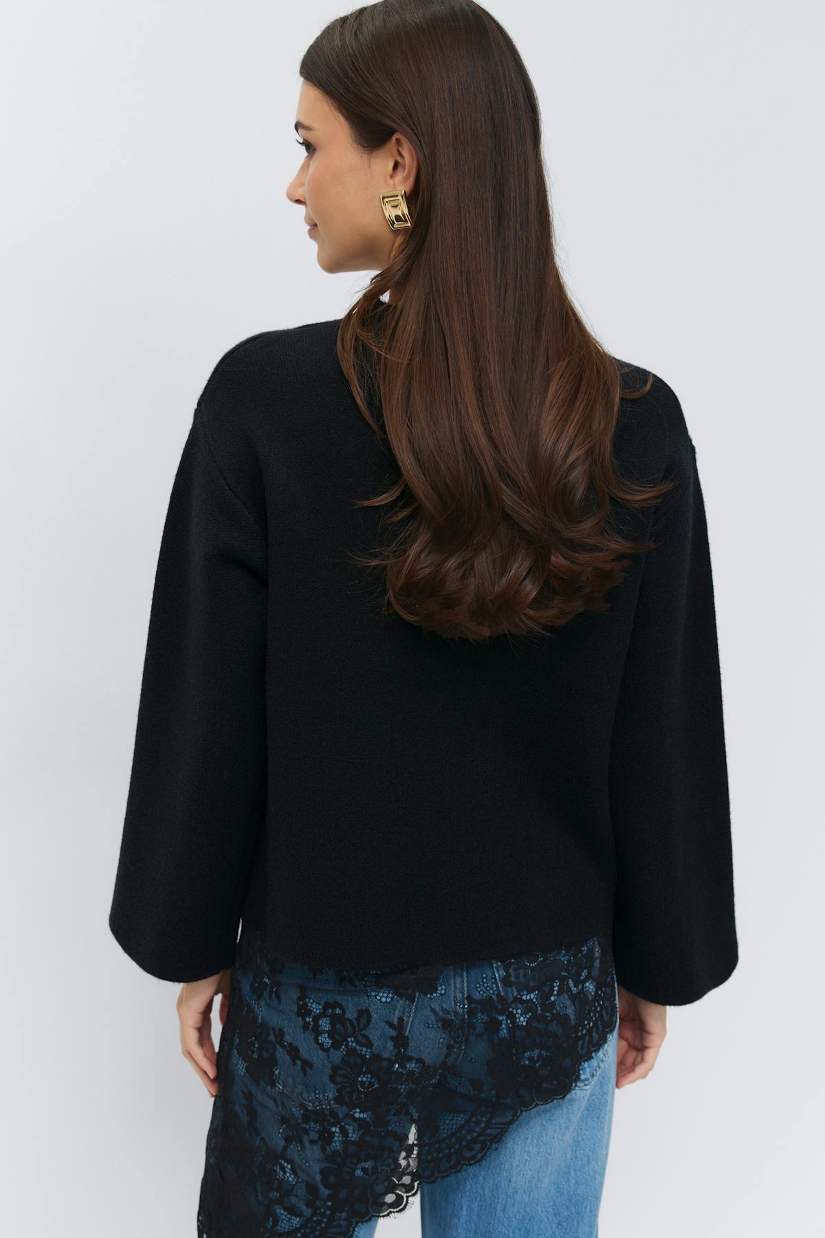 Knitted button cardigan - Noir