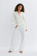3d flower top - Blanc cassé