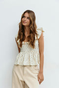 Frill singlet - Pink ditsy