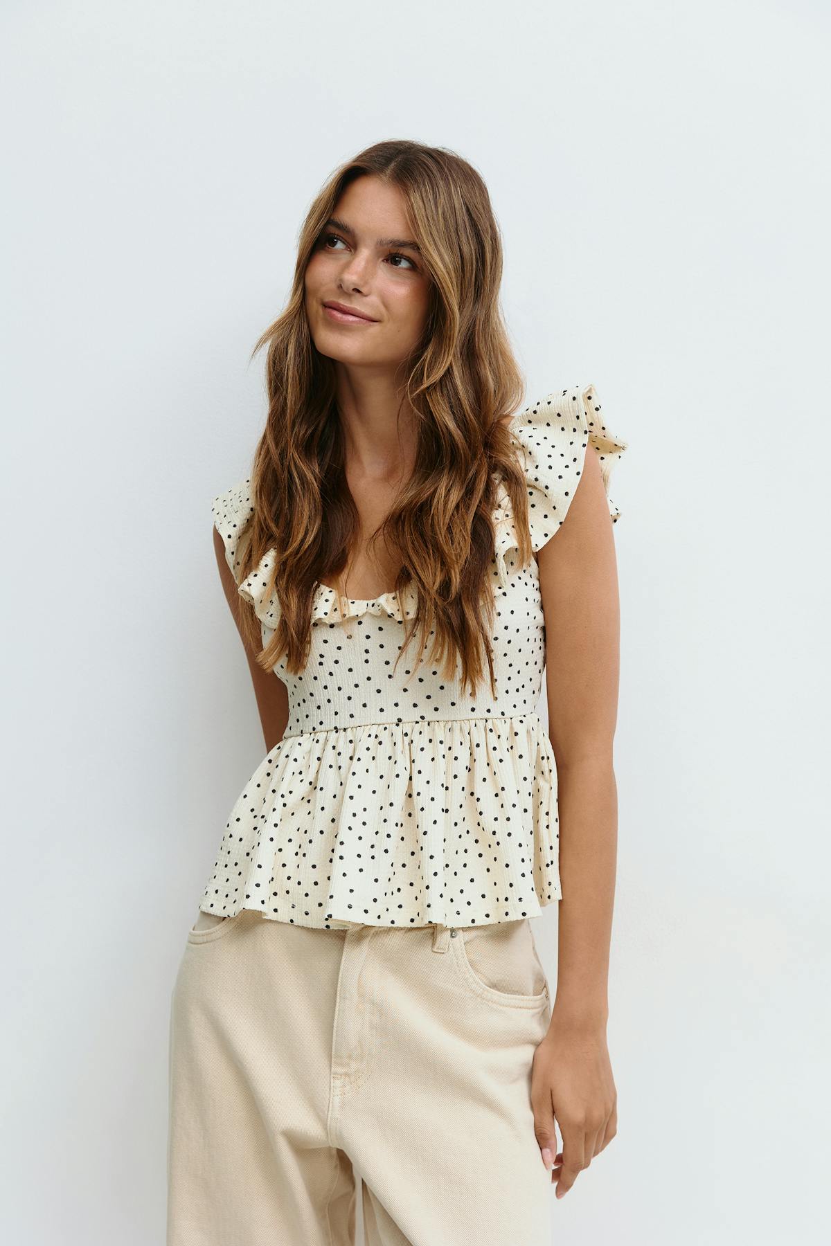 Frill singlet - Pink ditsy