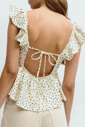 Frill singlet - Pink ditsy