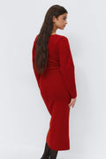 Shaped knitted dress - Haute red