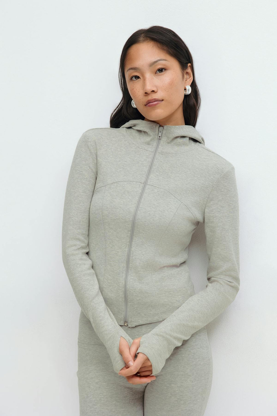 Zip hoodie jacket - Lt grey melange
